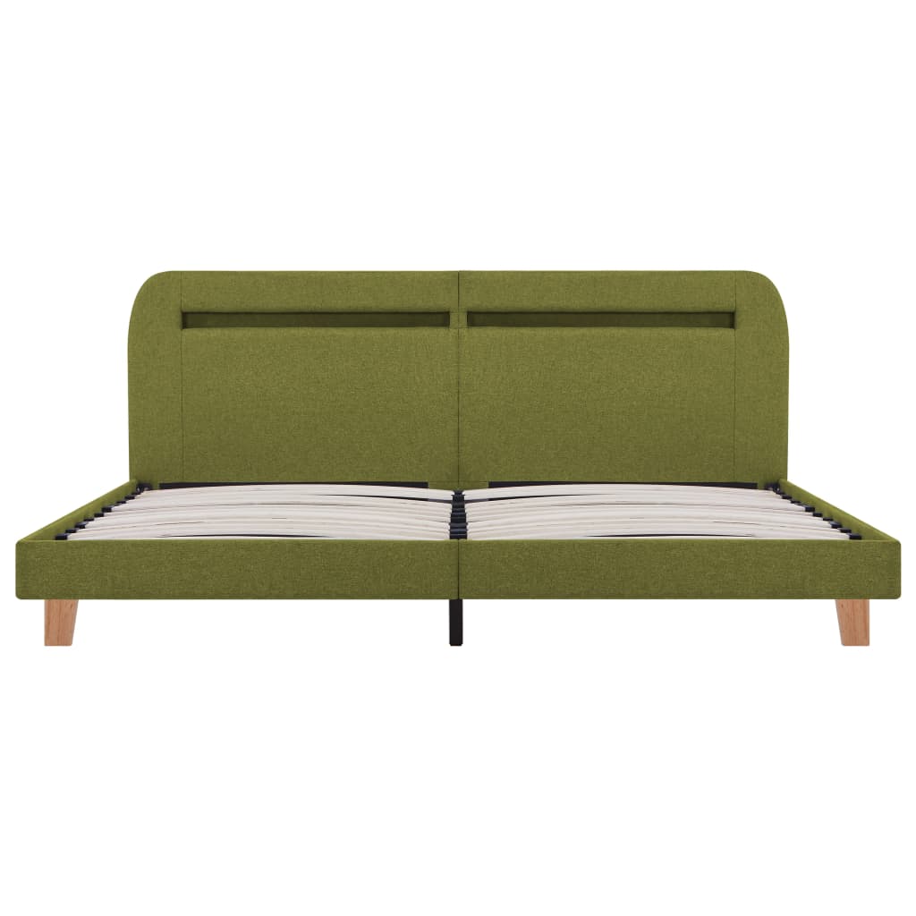vidaXL Rama łóżka z LED, zielona, tapicerowana tkaniną, 180 x 200 cm