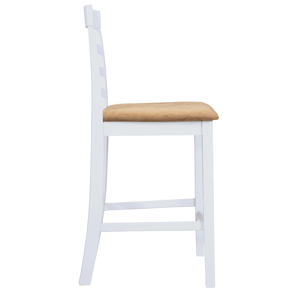 vidaXL Stół barowy i 2 krzesła, lite drewno, kolor naturalny i biały