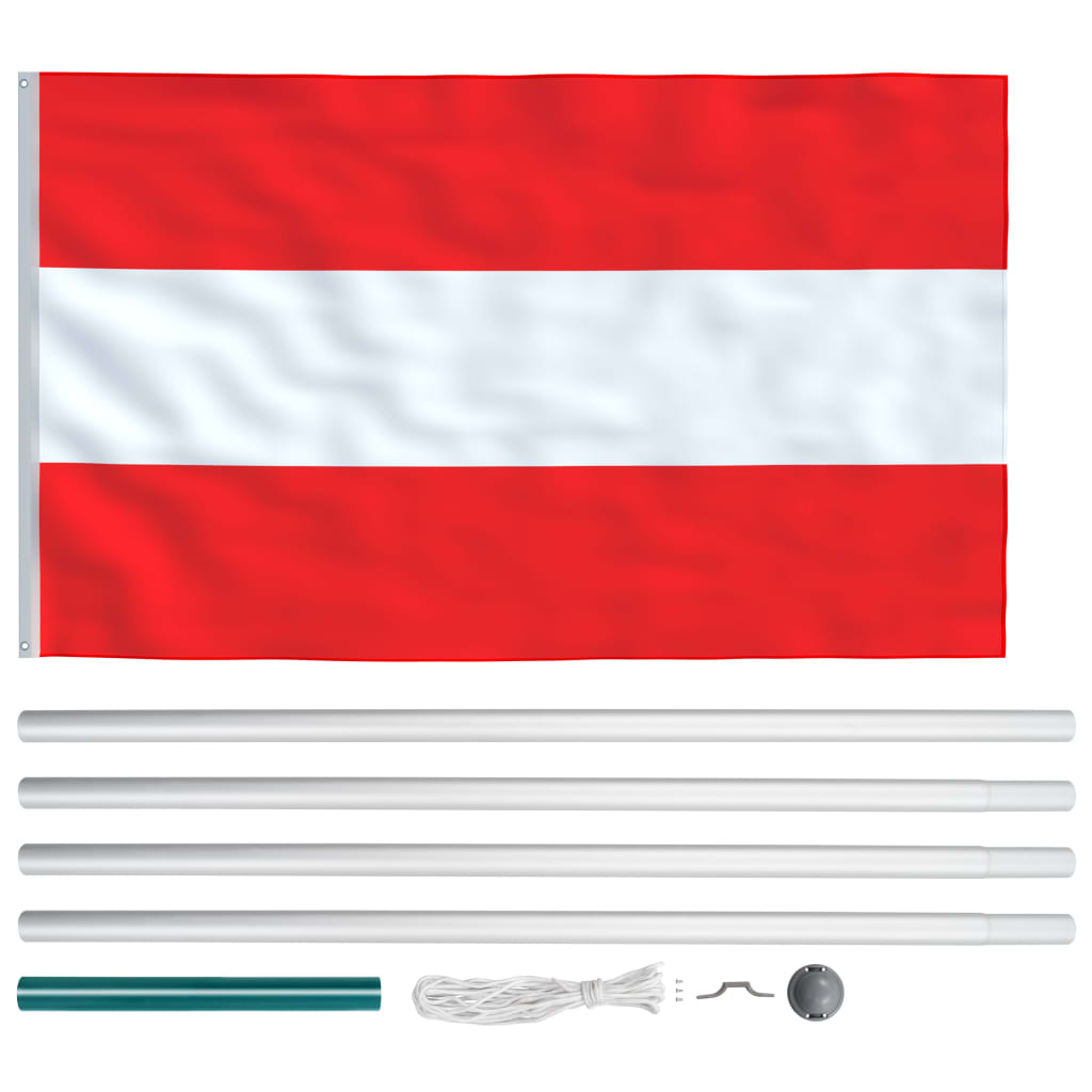 vidaXL Flaga Austrii z aluminiowym masztem, 6,2 m