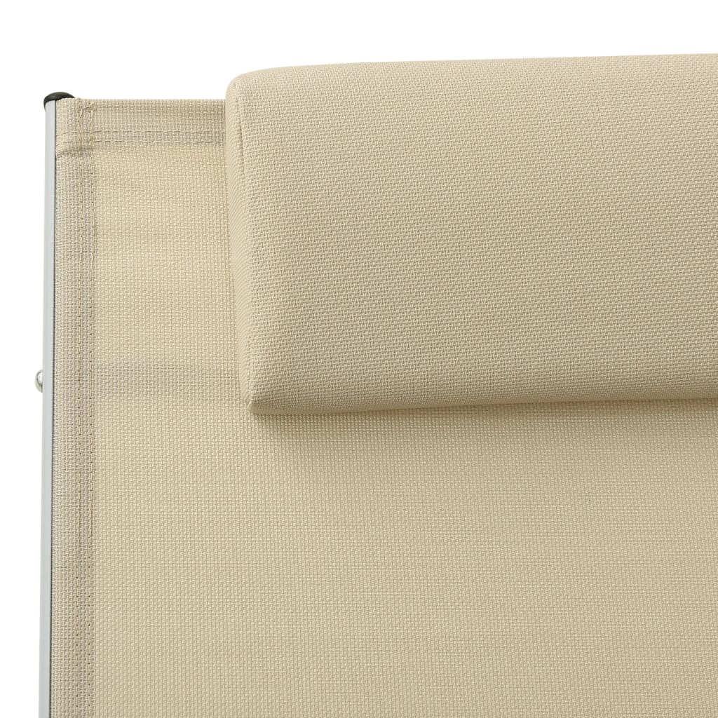 vidaXL Leżak z poduszką, tkanina textilene, kremowy