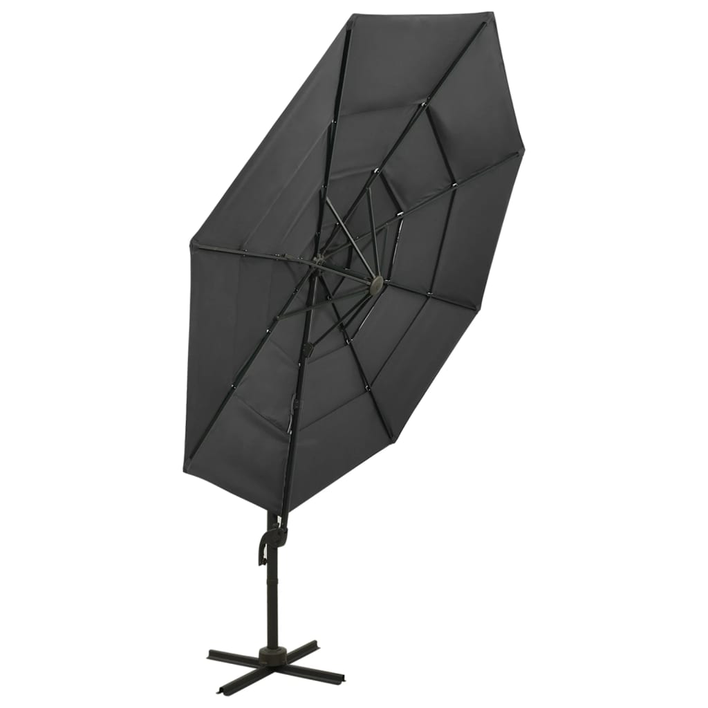 vidaXL 4-poziomowy parasol na aluminiowym słupku, antracytowy, 3x3 m