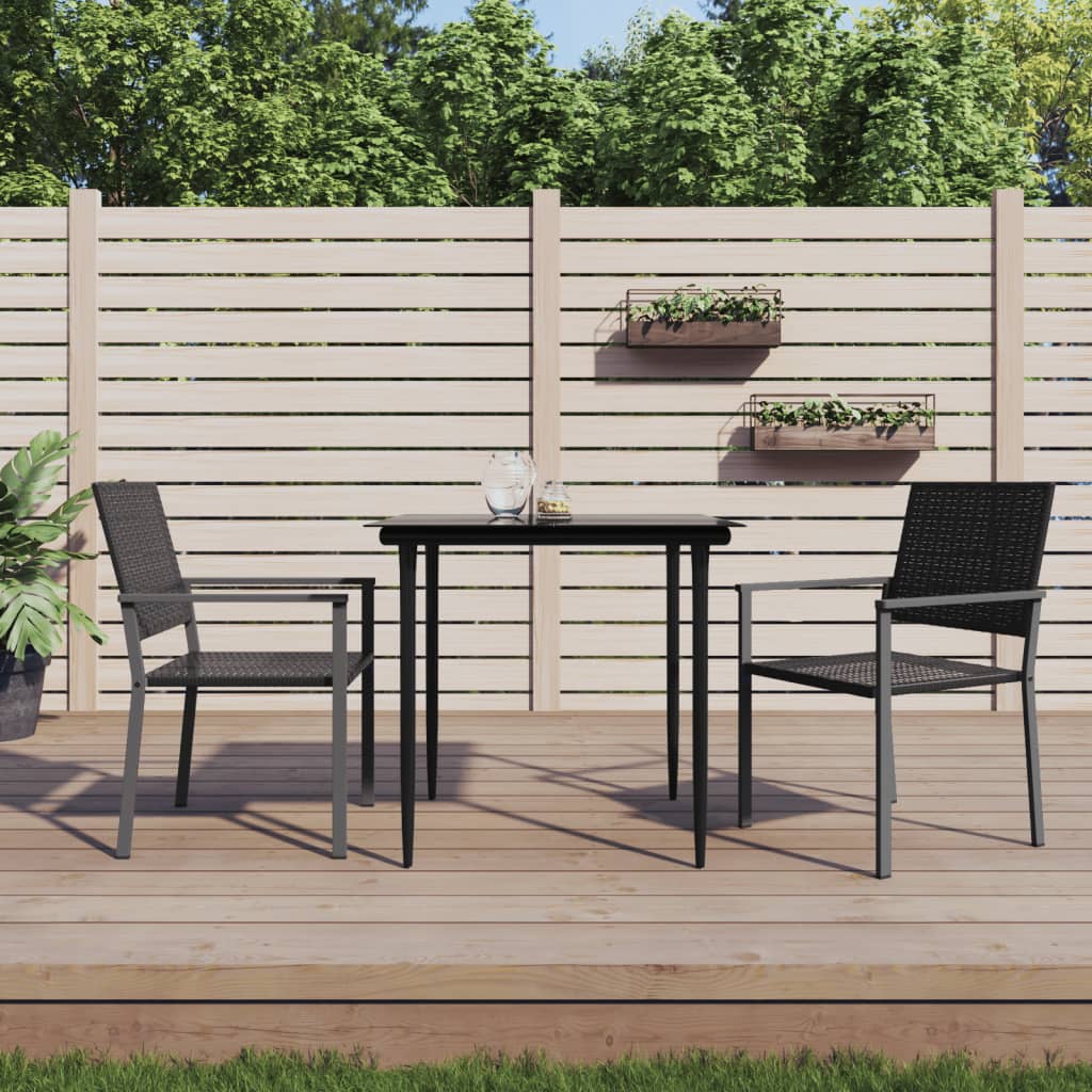 vidaXL Krzesła ogrodowe, 2 szt., czarne, 54x62,5x89 cm, polirattan