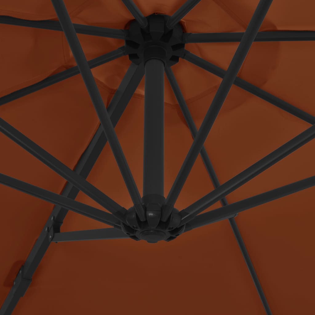 vidaXL Wiszący parasol na słupku stalowym, terakotowy, 300 cm