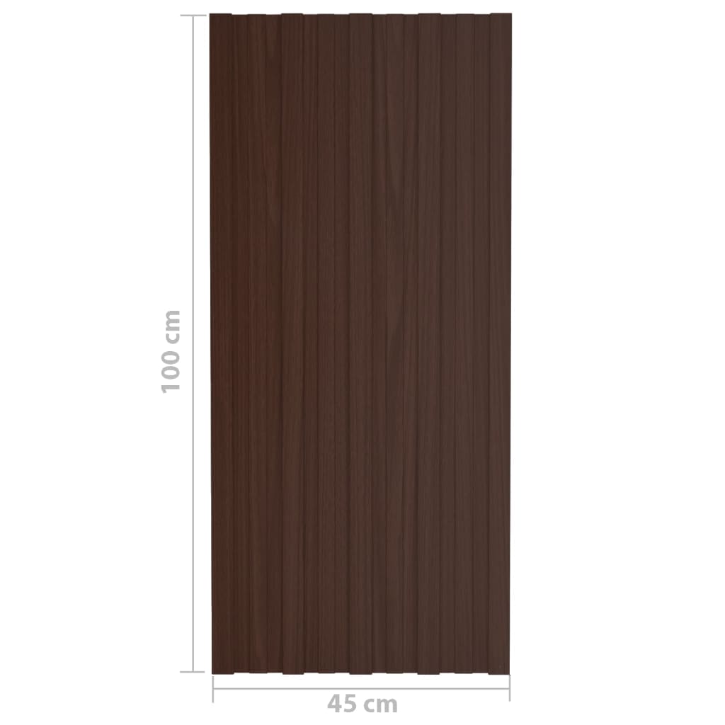 vidaXL Panele dachowe, 12 szt., stal galwanizowana, brązowe, 100x45 cm