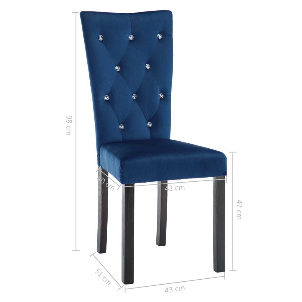 vidaXL Krzesła stołowe, 6 szt., granatowe, aksamitne