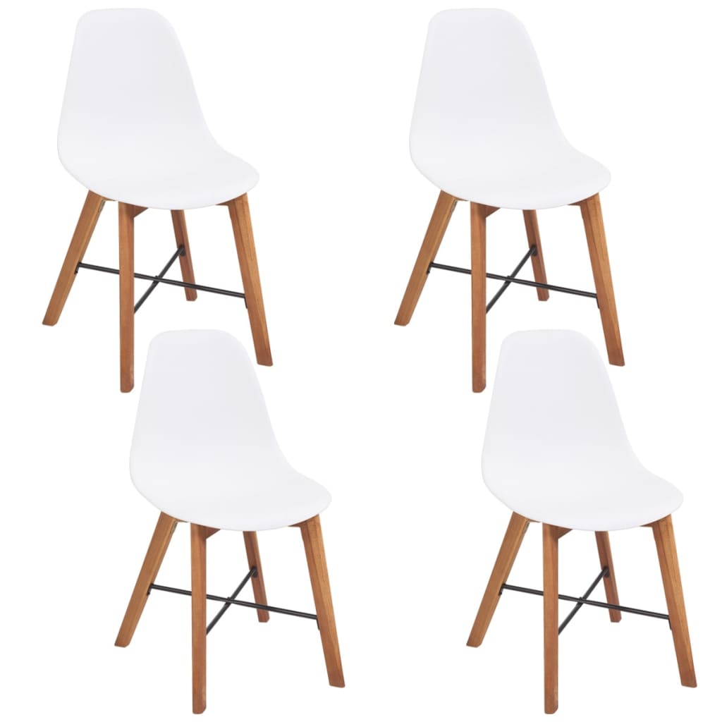 vidaXL Krzesła stołowe, 4 szt., białe, lite drewno akacjowe