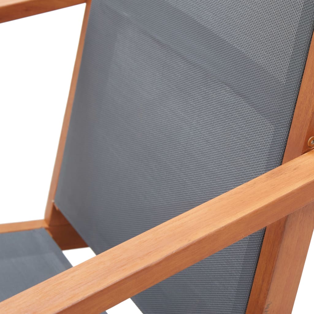 vidaXL Krzesło ogrodowe, szare, lite drewno eukaliptusowe i textilene
