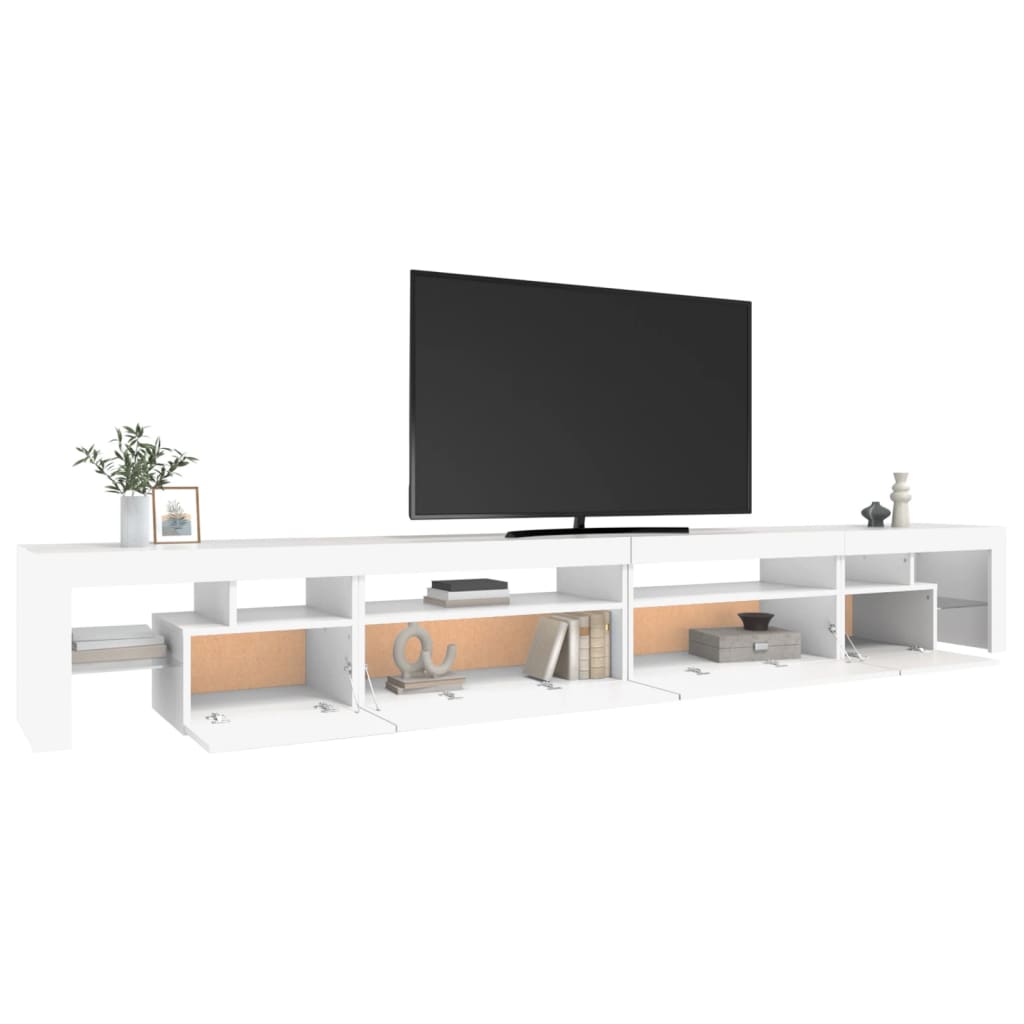 vidaXL Szafka pod TV z oświetleniem LED, biała, 290x36,5x40 cm