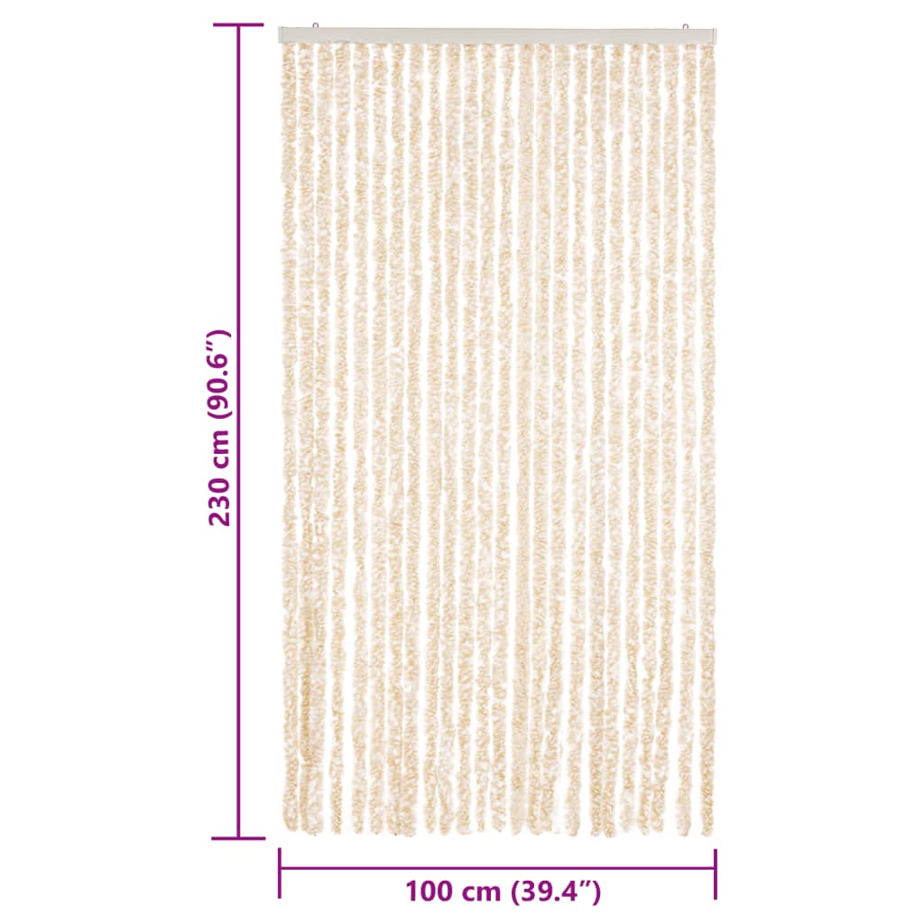 vidaXL Zasłona przeciwko owadom, beżowo-biała, 100x230 cm, szenil