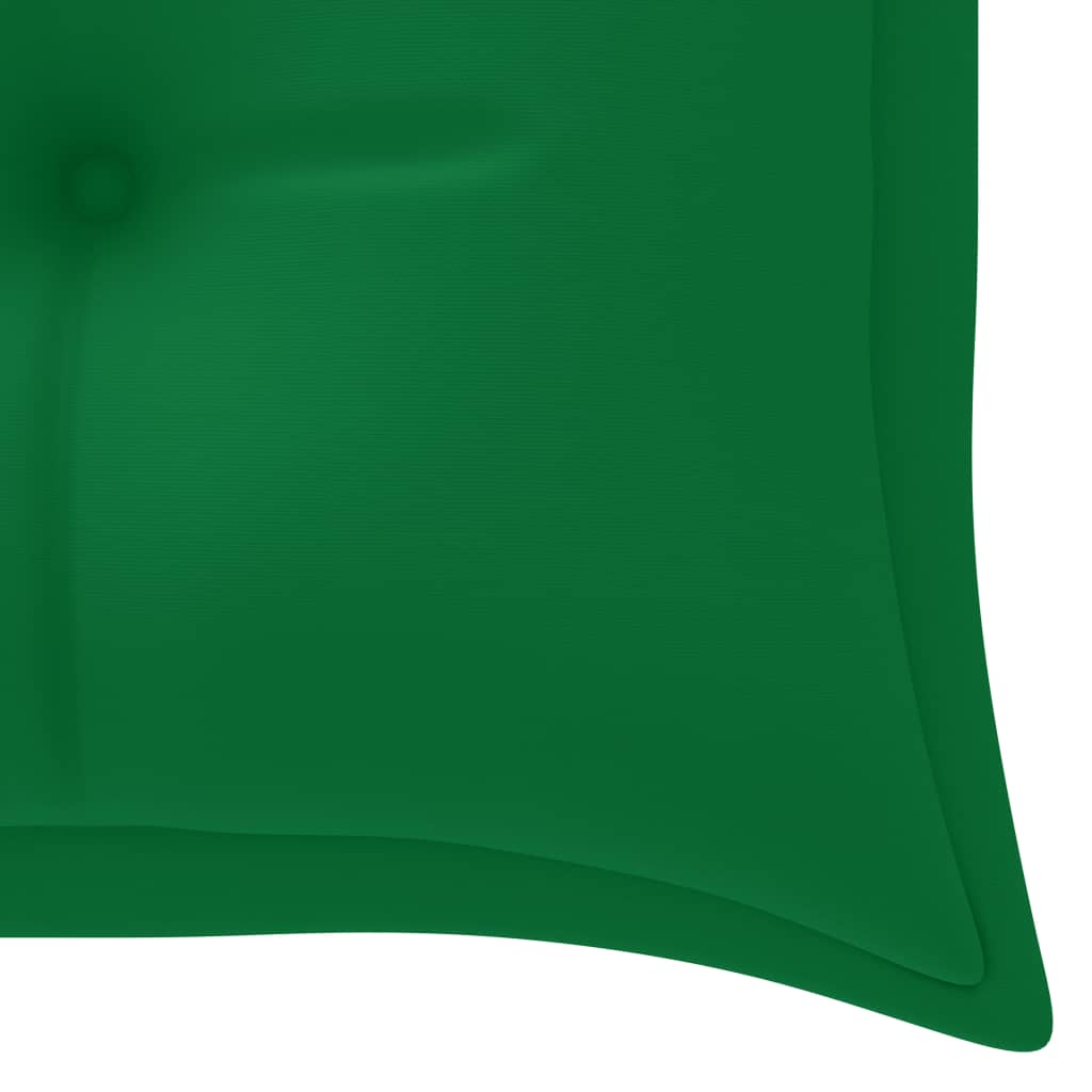 vidaXL Ławka Batavia z zieloną poduszką, 150 cm, drewno tekowe