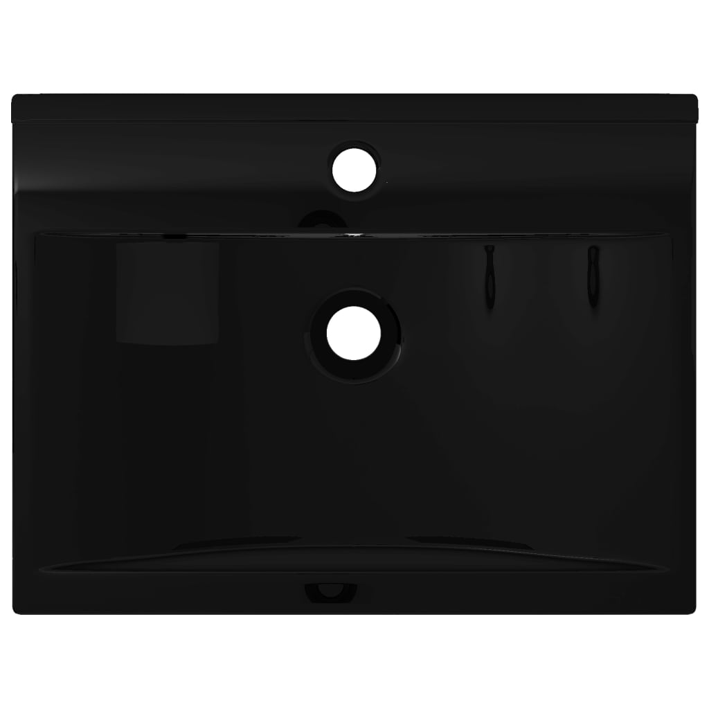 vidaXL Umywalka prostokątna z otworem na kran, czarna, 60 x 46 cm