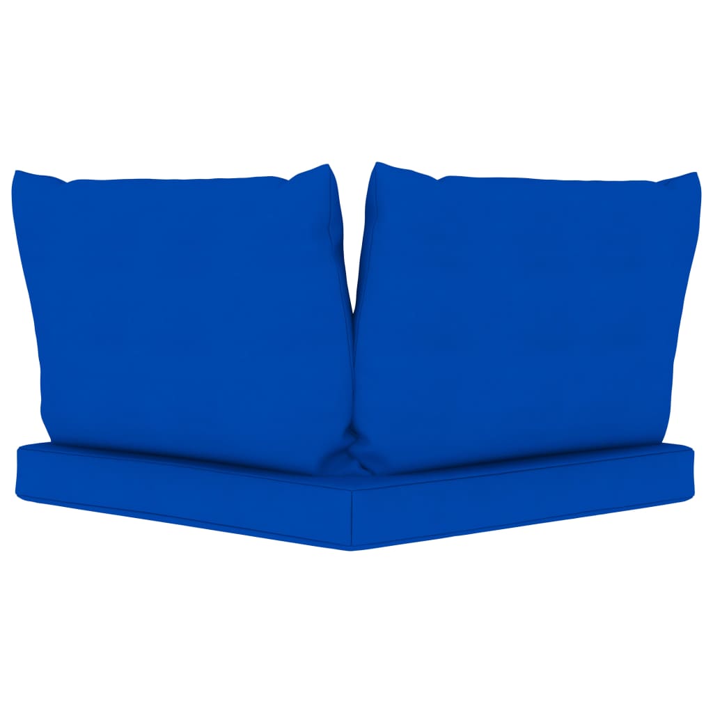 vidaXL Ogrodowa sofa 3-os. z palet, z niebieskimi poduszkami, sosna