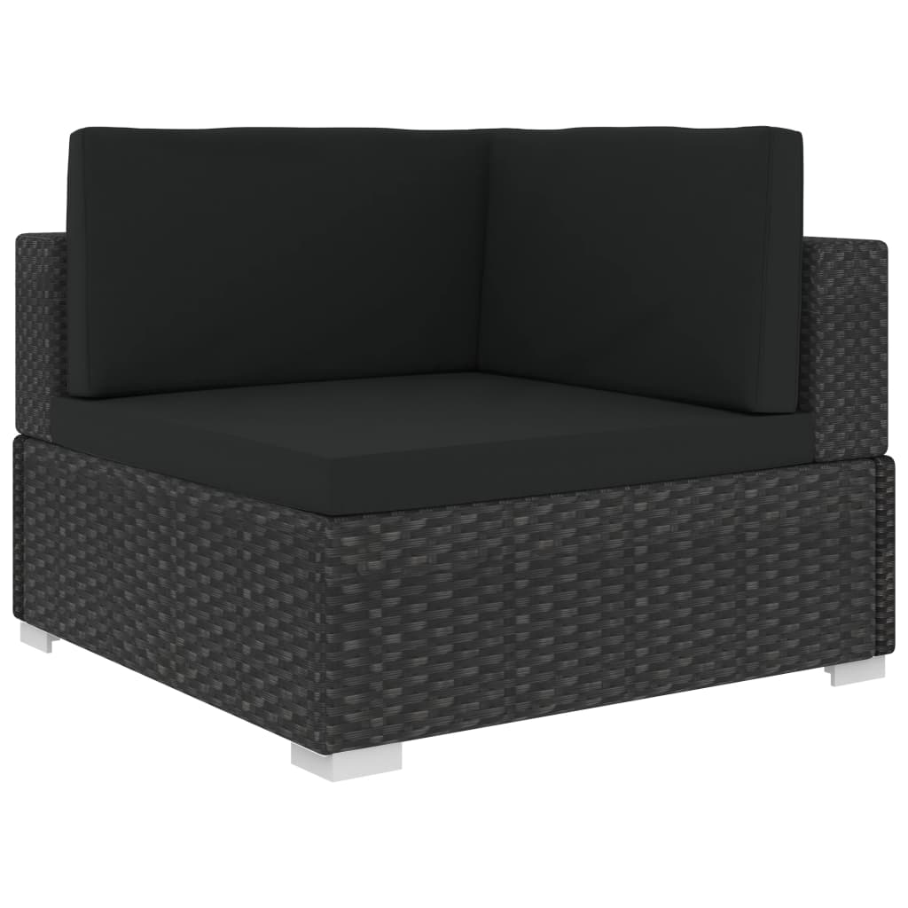vidaXL 3-częściowa sofa ogrodowa z poduszkami, rattan PE, czarna