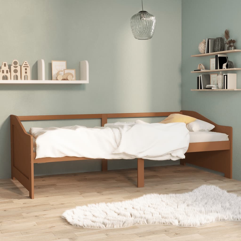 vidaXL 3-osobowa sofa/łóżko, miodowy brąz, sosnowa, 90 x 200 cm
