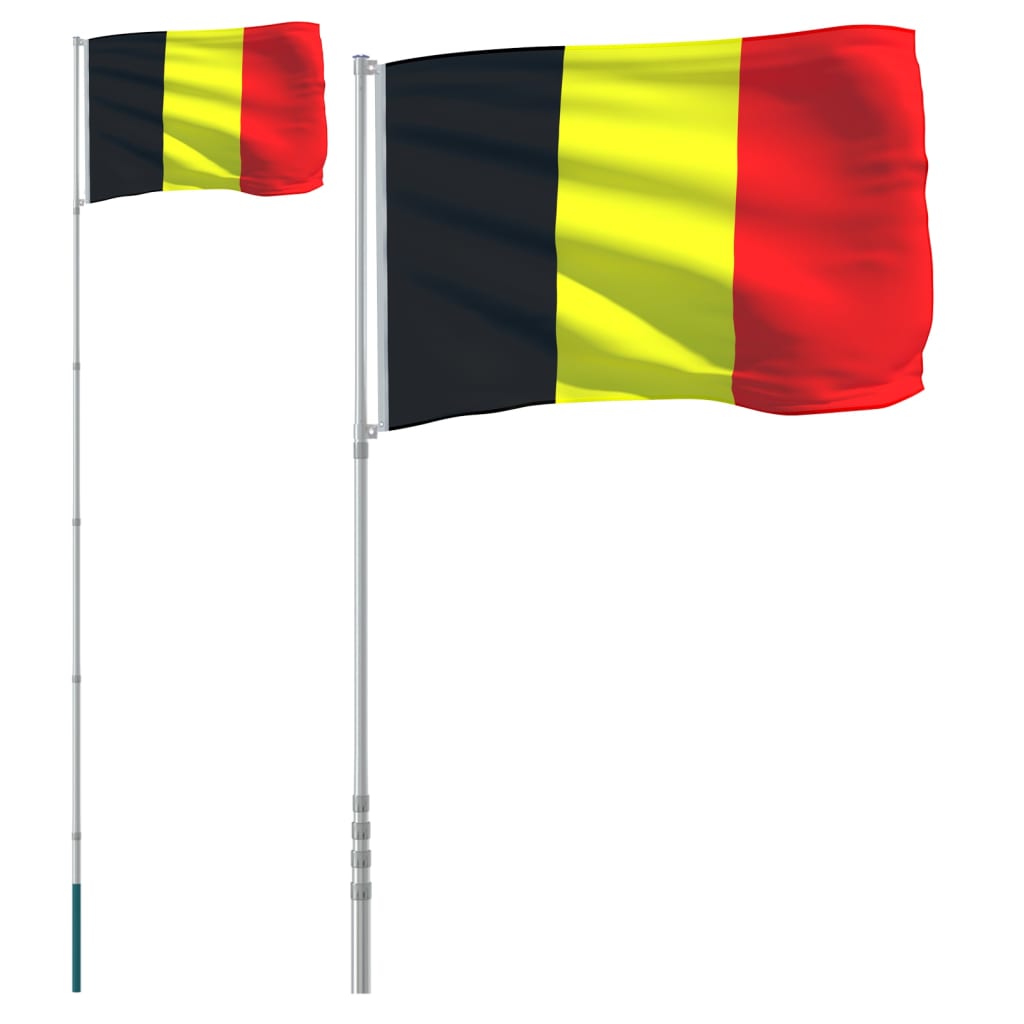 vidaXL Flaga Belgii z masztem, 5,55 m, aluminium