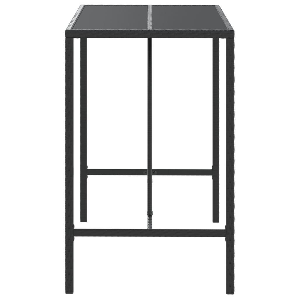 vidaXL Stolik barowy ze szklanym blatem, czarny, 110x70x110 cm