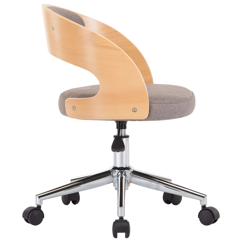 vidaXL Obrotowe krzesło biurowe, taupe, gięte drewno i tkanina