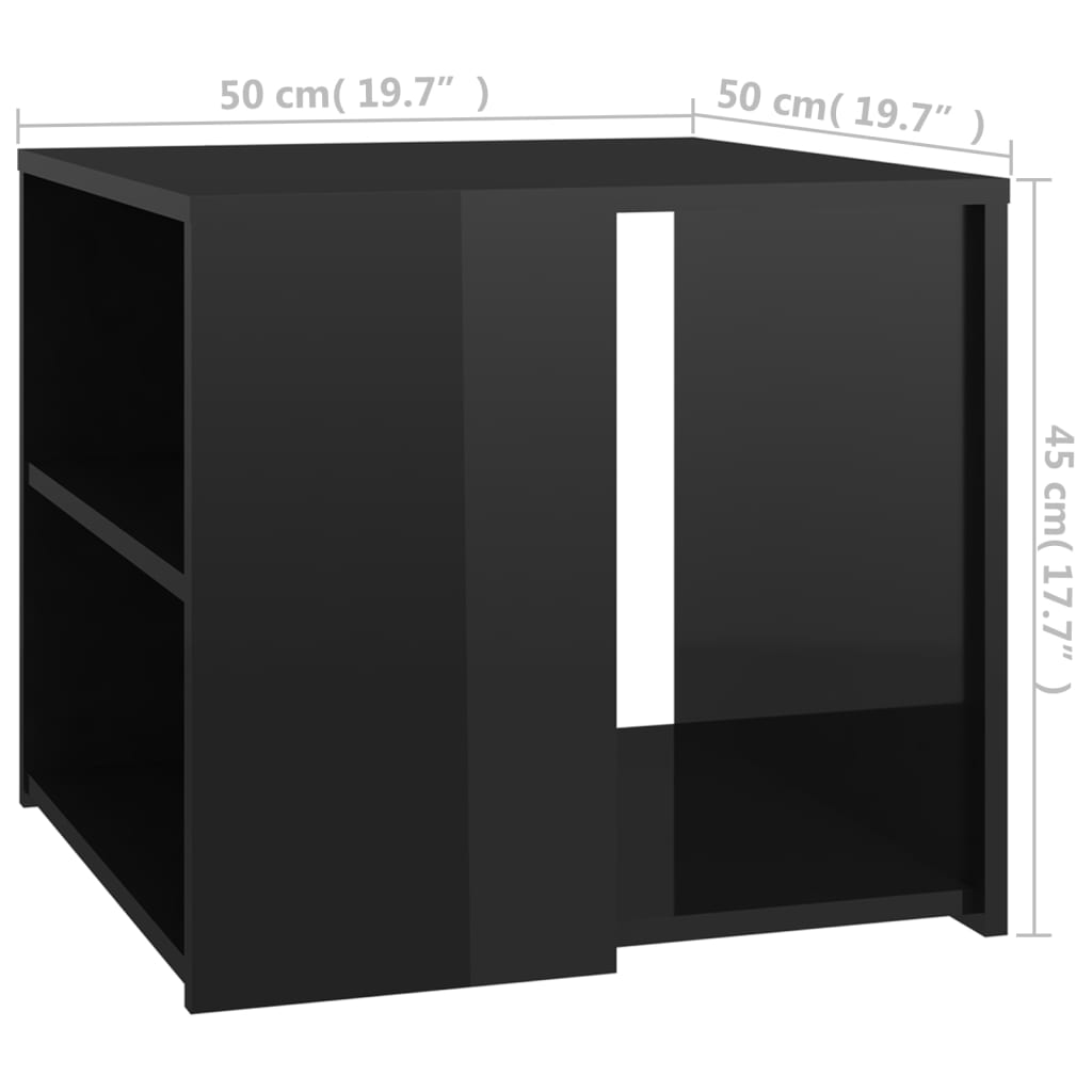 vidaXL Stolik na wysoki połysk, czarny, 50x50x45 cm, płyta wiórowa