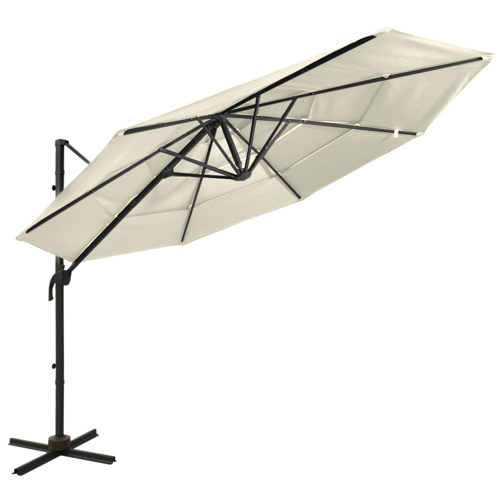 vidaXL 4-poziomowy parasol na aluminiowym słupku, piaskowy, 3x3 m