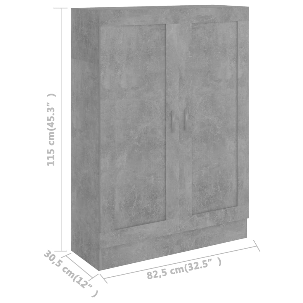 vidaXL Szafka na książki, szarość betonu, 82,5 x 30,5 x 115 cm, płyta