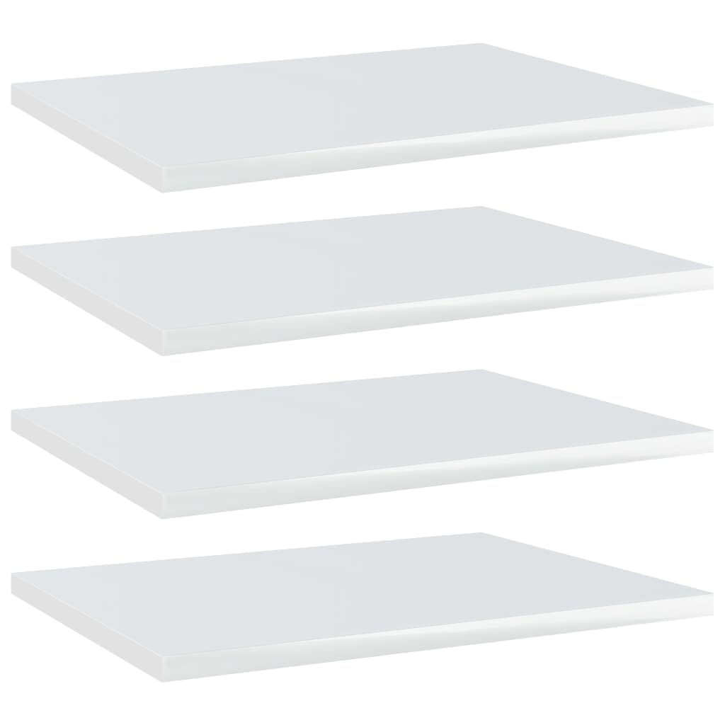 vidaXL Półki na książki, 4 szt., wysoki połysk, białe, 40x30x1,5 cm