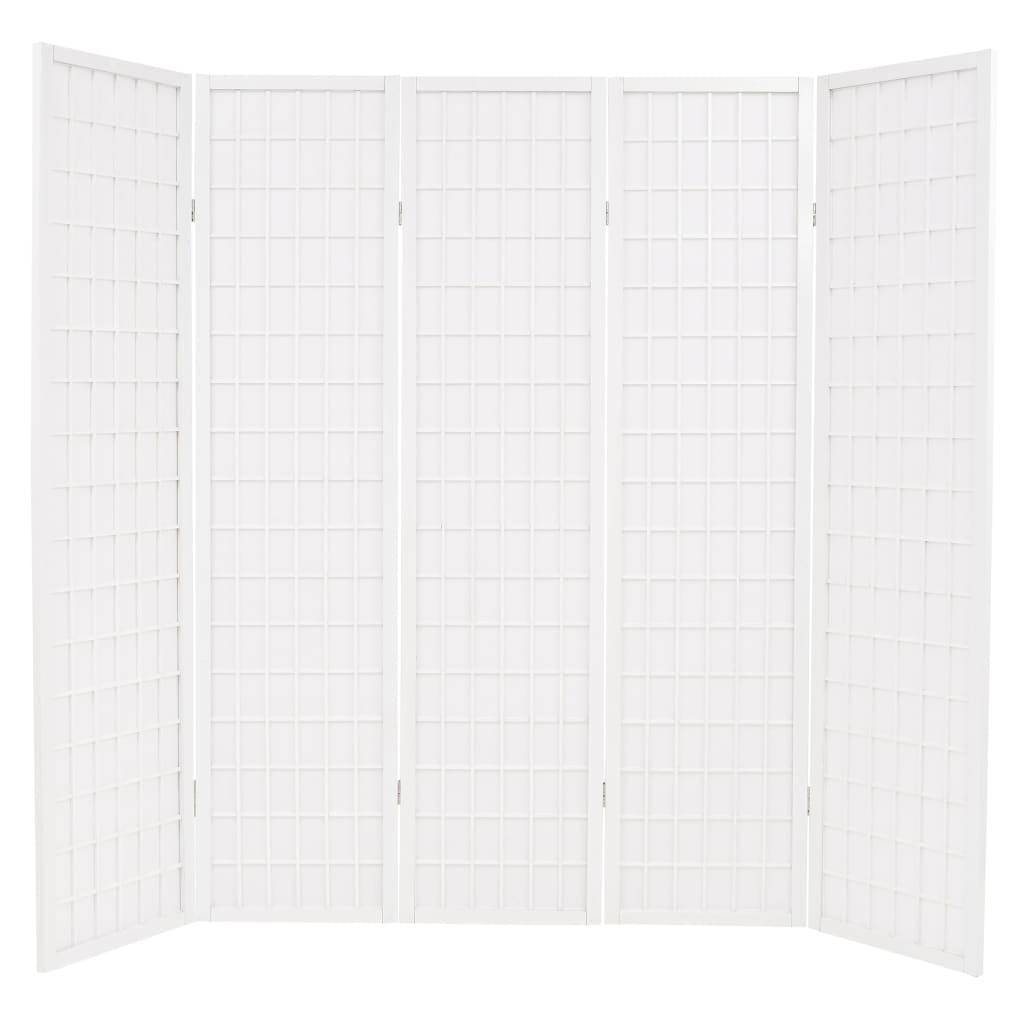 vidaXL Składany parawan 5-panelowy w stylu japońskim, 200x170, biały