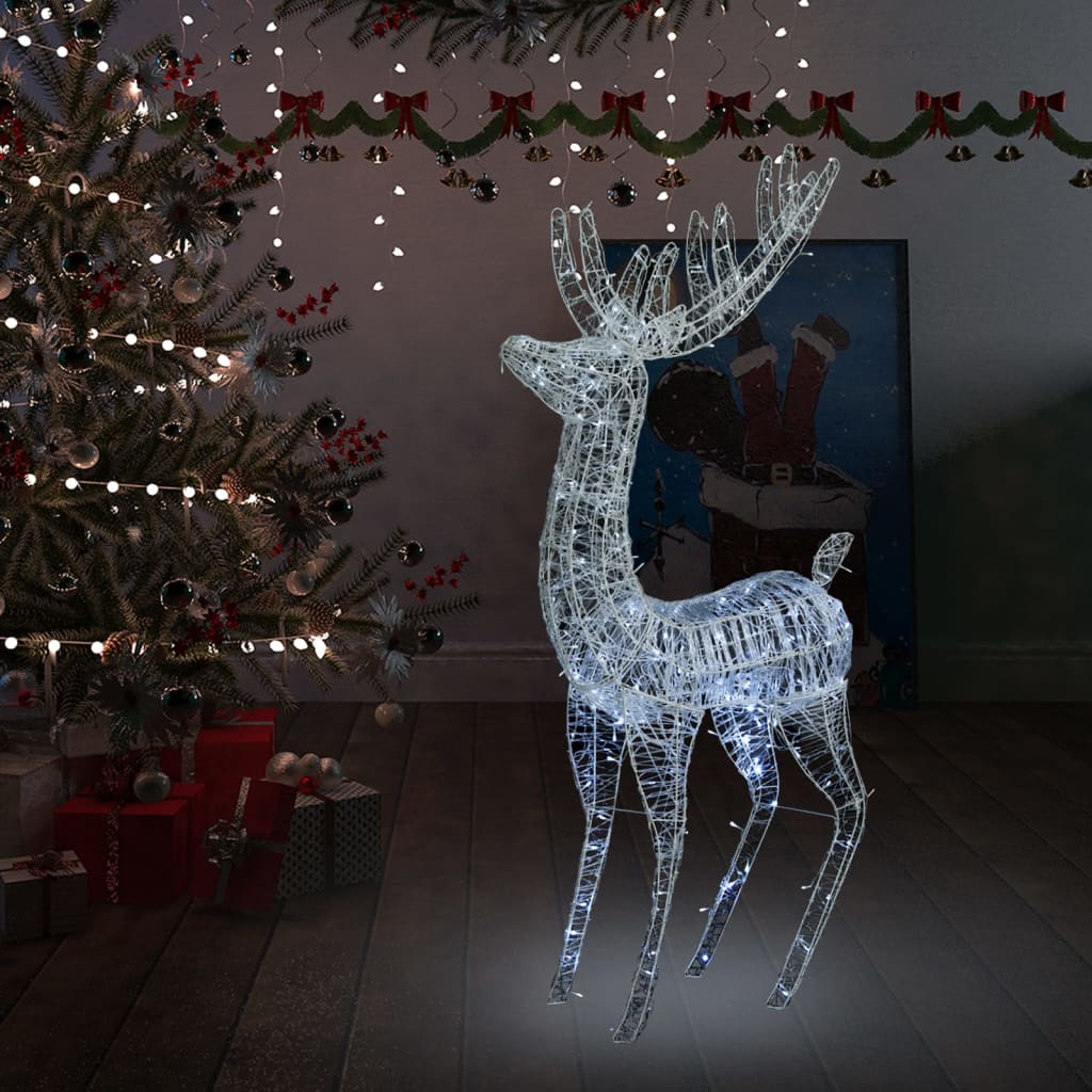 vidaXL Świąteczny renifer, akryl, 250 zimnych białych LED, 180 cm