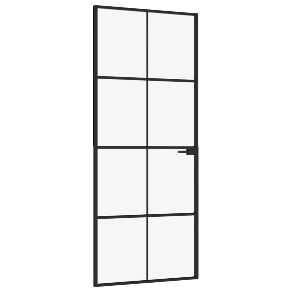 vidaXL Drzwi wewnętrzne, czarne, 83x201,5 cm, szkło i aluminium