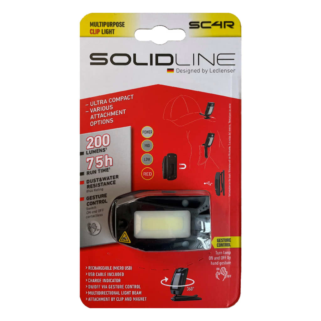 SOLIDLINE Akumulatorowa latarka z klipsem SC4R, 200 Lm