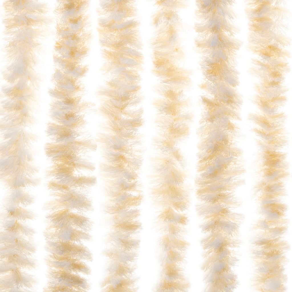 vidaXL Zasłona przeciwko owadom, beżowo-biała, 56x200 cm, szenilowa