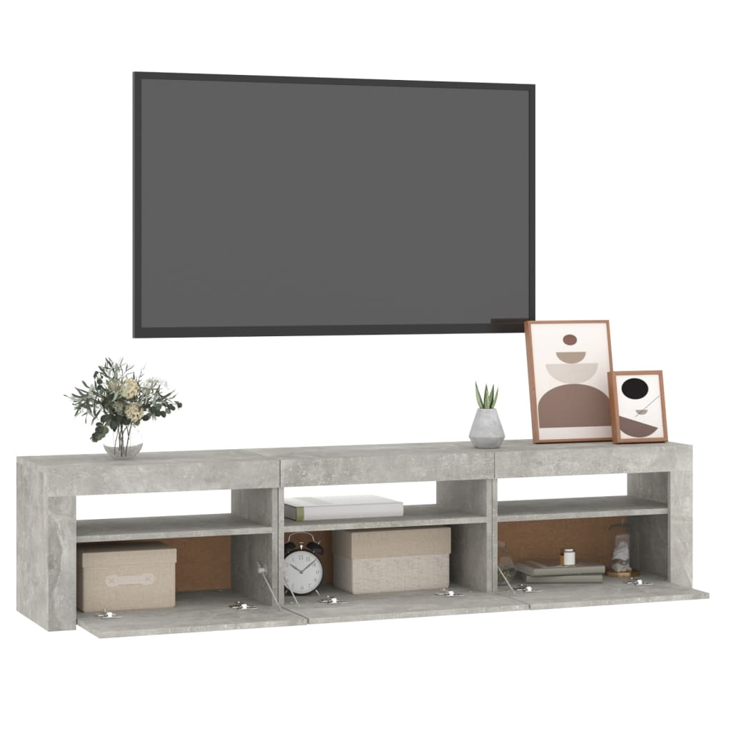 vidaXL Szafka pod TV z oświetleniem LED, szarość betonu, 180x35x40 cm
