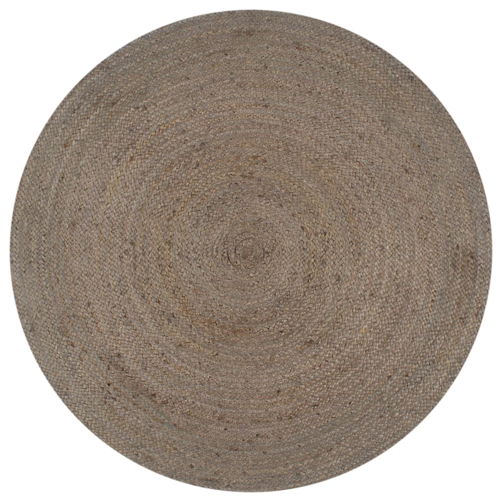 vidaXL Ręcznie wykonany dywanik z juty, okrągły, 150 cm, szary