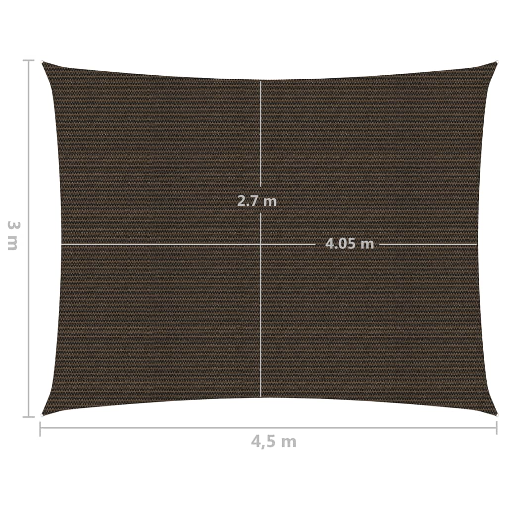 vidaXL Żagiel przeciwsłoneczny, 160 g/m², brązowy, 3x4,5 m, HDPE