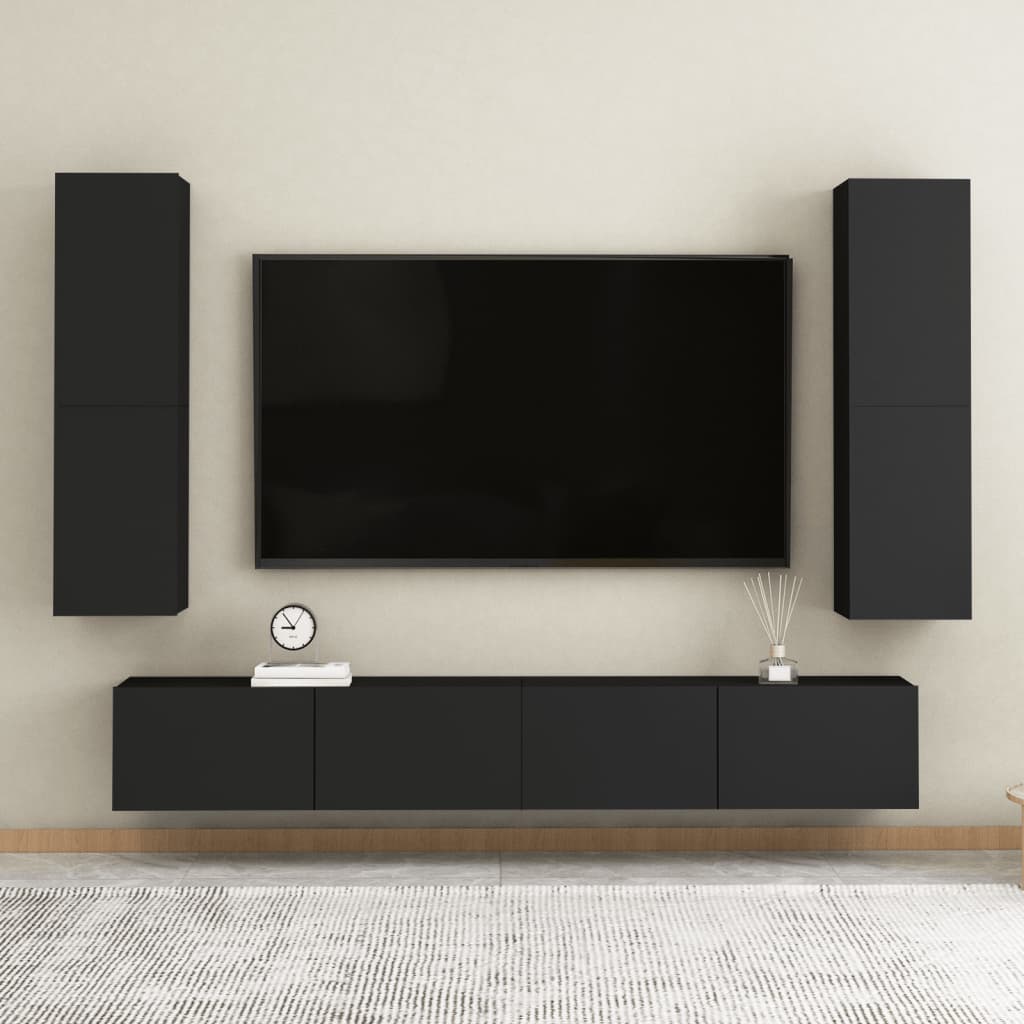 vidaXL Szafka TV, czarna, 30,5x30x110 cm, materiał drewnopochodny