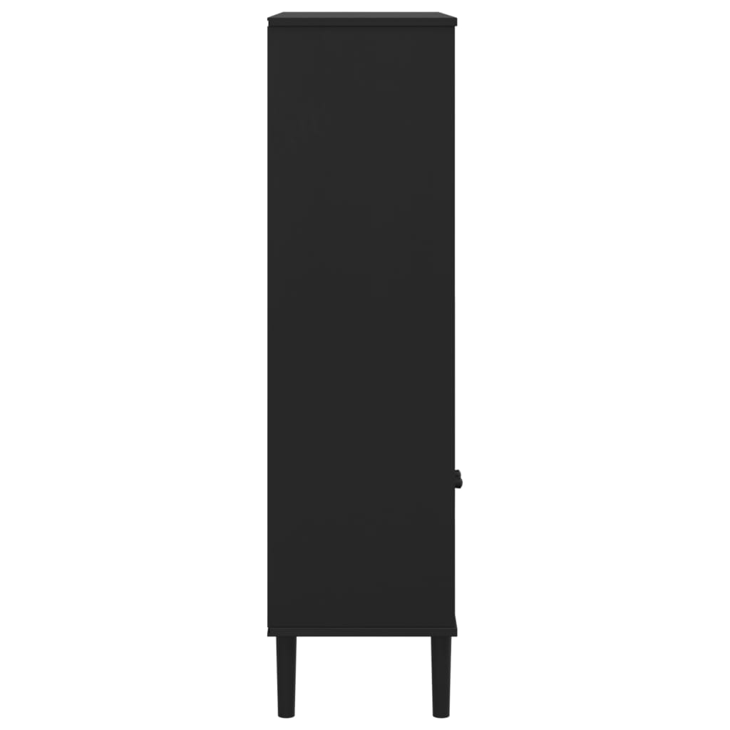 vidaXL Regał SENJA, imitacja rattanu, czarny, 90x35x130 cm, sosnowy