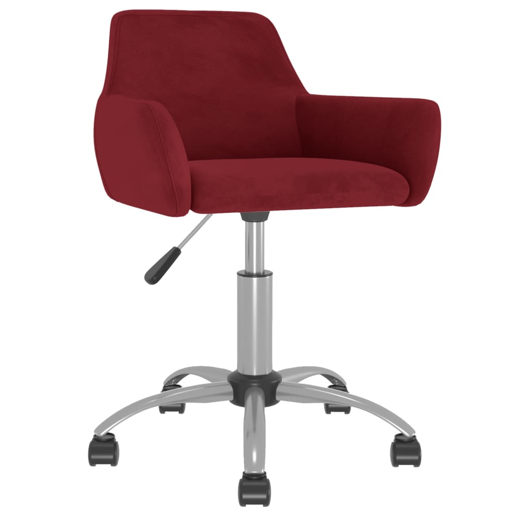 vidaXL Obrotowe krzesło stołowe, winna czerwień, obite aksamitem