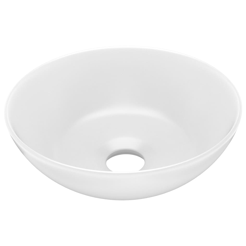 vidaXL Umywalka łazienkowa, ceramiczna, matowa biel, okrągła