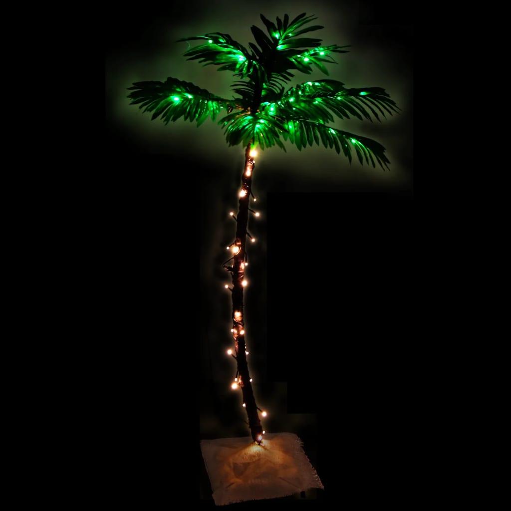 vidaXL Palma z oświetleniem, 72 ciepłe białe LED, 120 cm