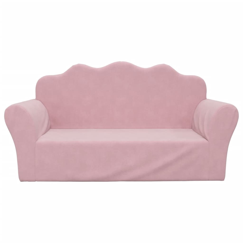 vidaXL 2-os. kanapa dla dzieci, różowa miękki plusz
