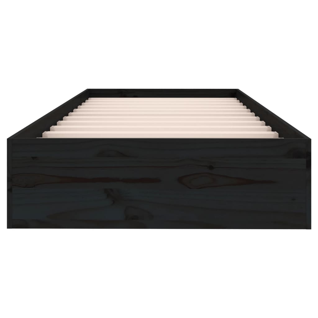 vidaXL Rama łóżka, czarna, lite drewno, 75x190 cm, pojedyncza