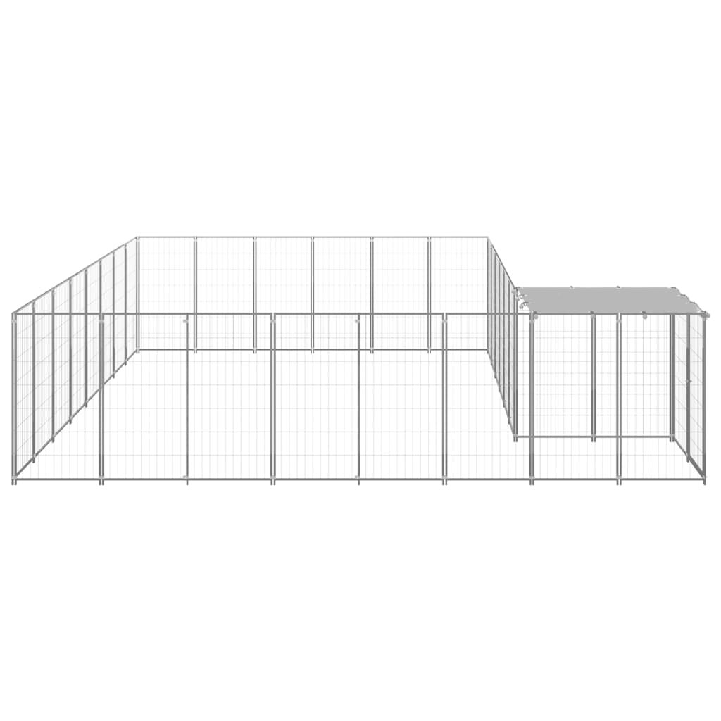 vidaXL Kojec dla psa, srebrny, 15,73 m², stalowy