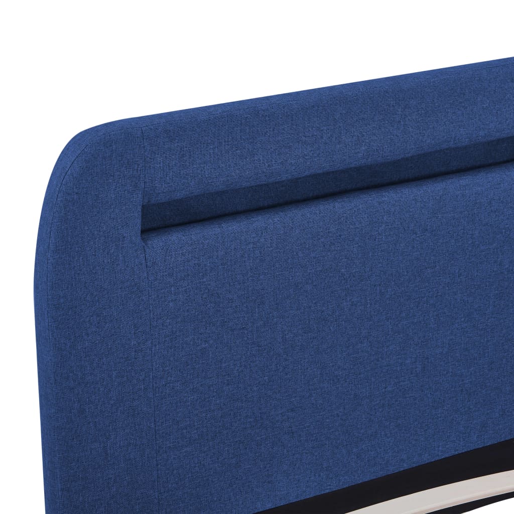vidaXL Rama łóżka z LED, niebieska, tapicerowana tkaniną, 160 x 200 cm