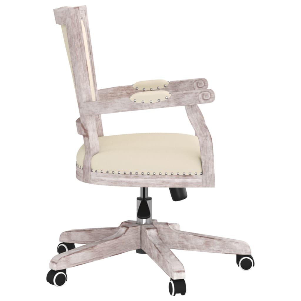 vidaXL Obrotowe krzesło biurowe, beżowe, lniane