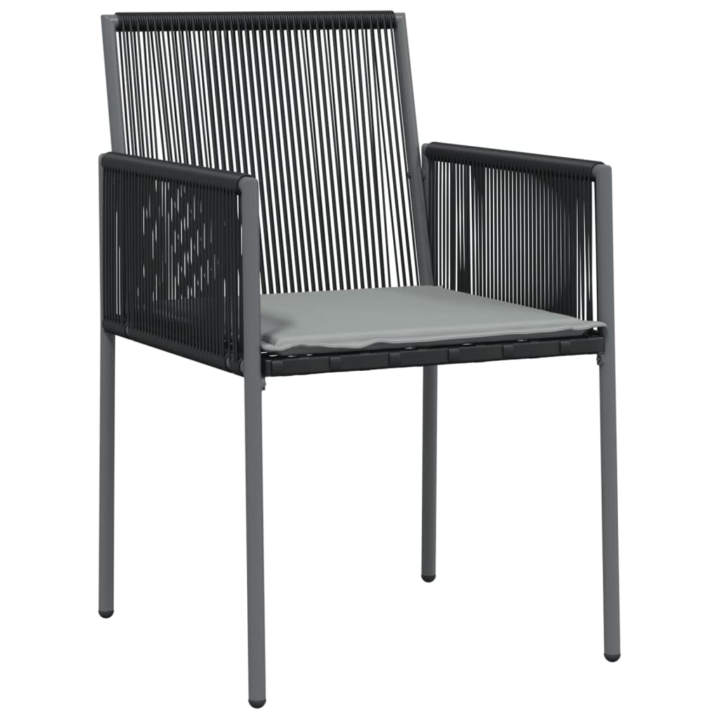 vidaXL Krzesła ogrodowe z poduszkami, 2 szt., czarne, 54x60,5x83,5 cm