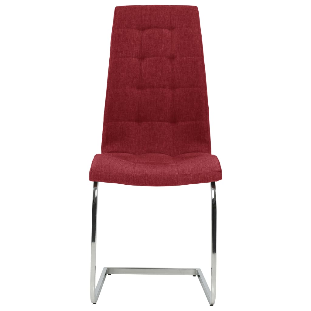 vidaXL Wspornikowe krzesła stołowe, 4 szt., czerwień winna, tkanina