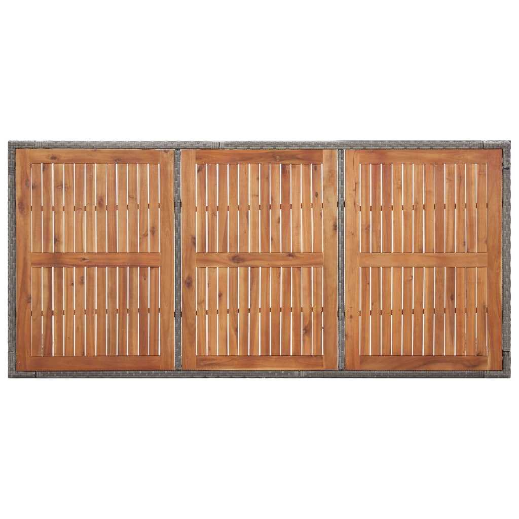 vidaXL Stół ogrodowy, szary, 190x90x75 cm, rattan PE i drewno akacjowe