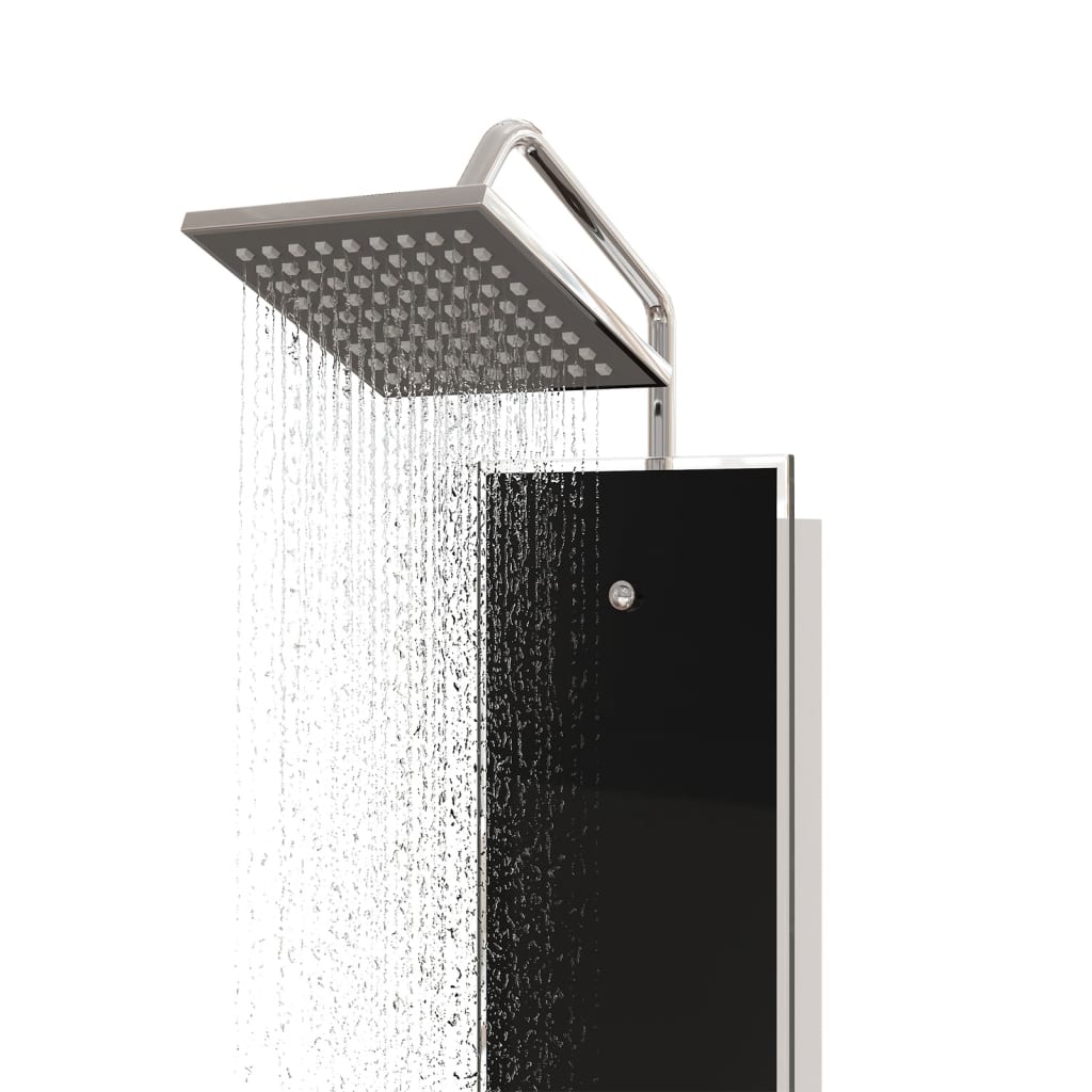 vidaXL Panel prysznicowy, szkło, 18x45,5x130 cm, czarny