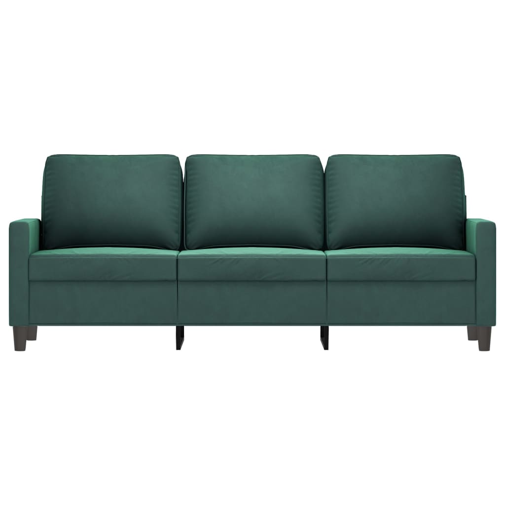 vidaXL Sofa 3-osobowa, ciemnozielony, 180 cm, obita aksamitem