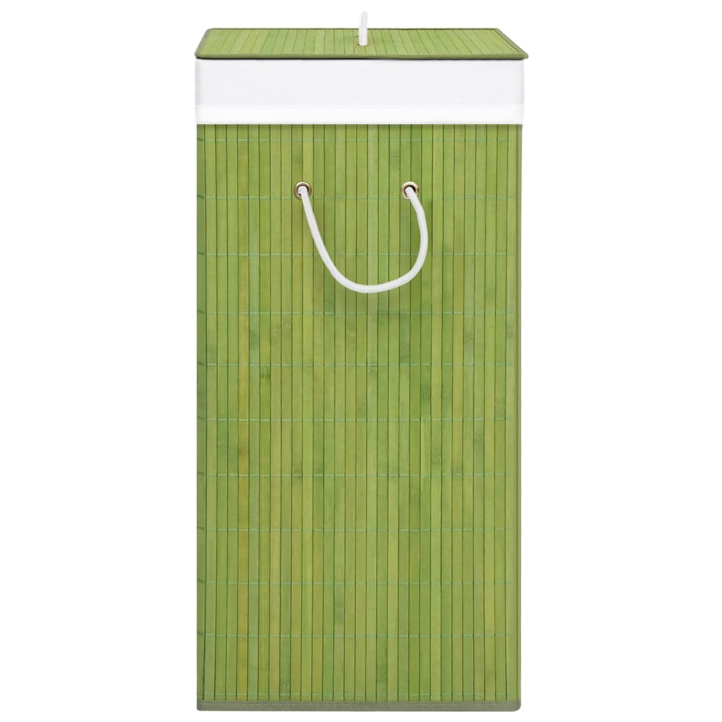 vidaXL Bambusowy kosz na pranie z 2 sekcjami, zielony, 72 L