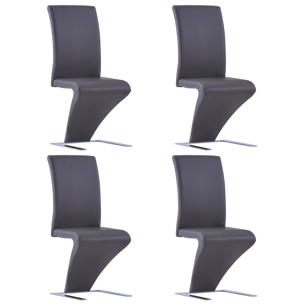 vidaXL Krzesła o zygzakowatej formie, 4 szt., szare, sztuczna skóra